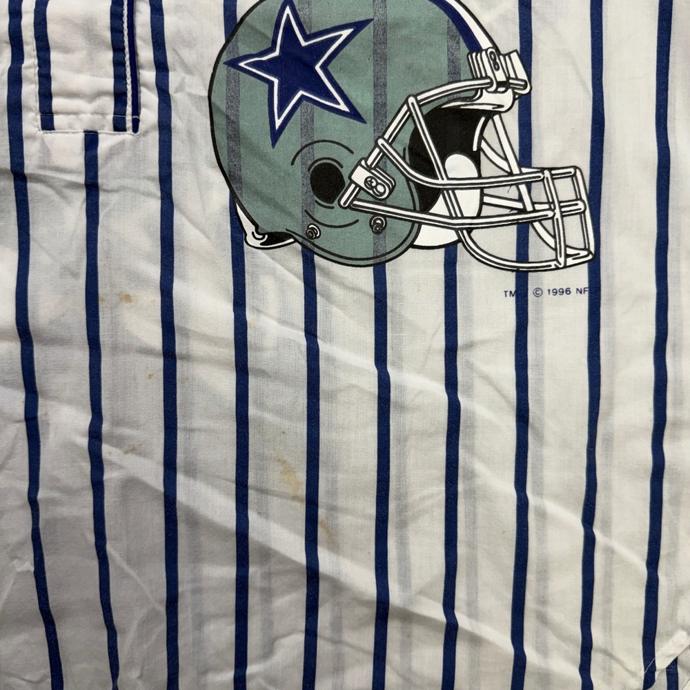 Vintage 1996 Dallas Cowboys Pinstripe Baseball Jersey Mens Blue White XL 90s NFL - Picture 2 of 6